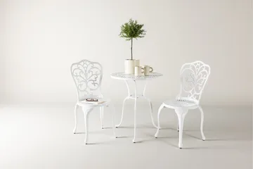 Nandin Spisegruppe + 2 stoler - Hvit - Hagemøbler - Hagegruppe - Cafesett
