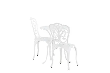 Nandin Spisegruppe + 2 stoler - Hvit - Hagemøbler - Hagegruppe - Cafesett