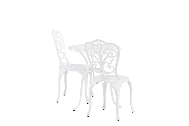Nandin Spisegruppe + 2 stoler - Hvit - Hagemøbler - Hagegruppe - Cafesett