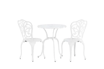 Nandin Spisegruppe + 2 stoler - Hvit - Hagemøbler - Hagegruppe - Cafesett