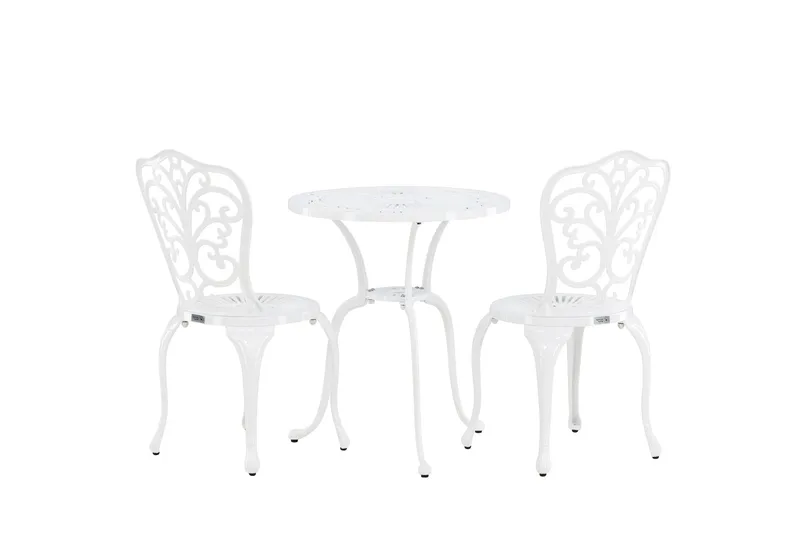 Nandin Spisegruppe + 2 stoler - Hvit - Hagemøbler - Hagegruppe - Cafesett