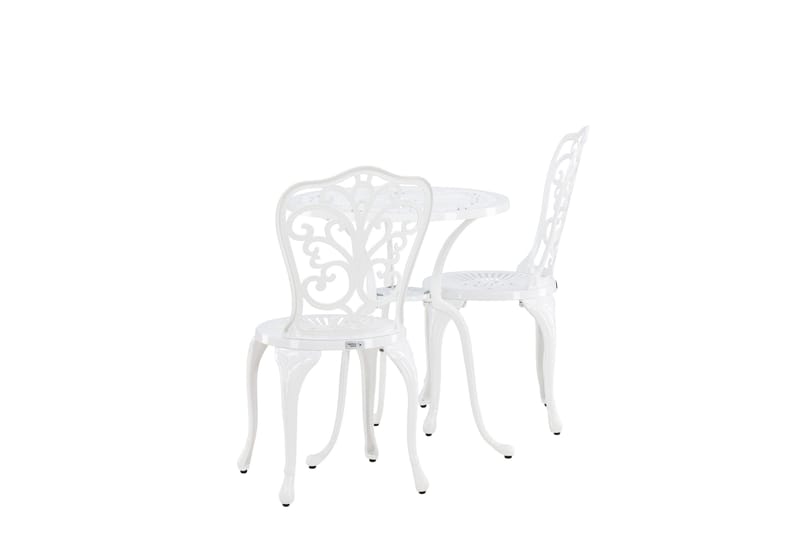 Nandin Spisegruppe + 2 stoler - Hvit - Hagemøbler - Hagegruppe - Cafesett