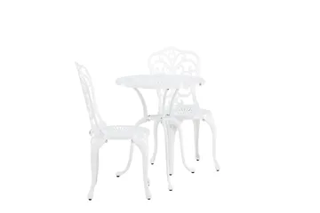 Nandin Spisegruppe + 2 stoler - Hvit - Hagemøbler - Hagegruppe - Cafesett