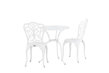 Nandin Spisegruppe + 2 stoler - Hvit - Hagemøbler - Hagegruppe - Cafesett