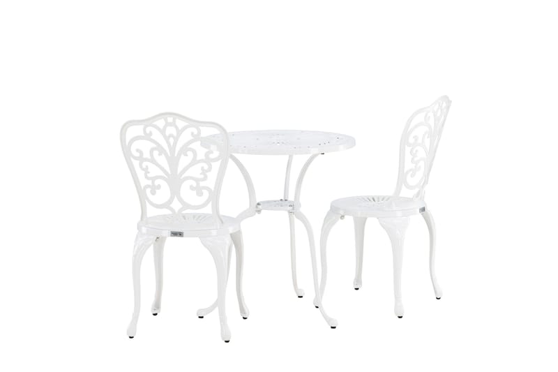 Nandin Spisegruppe + 2 stoler - Hvit - Hagemøbler - Hagegruppe - Cafesett