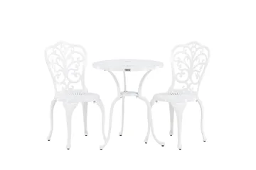 Nandin Spisegruppe + 2 stoler - Hvit - Hagemøbler - Hagegruppe - Cafesett