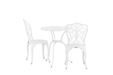 Nandin Spisegruppe + 2 stoler - Hvit - Hagemøbler - Hagegruppe - Cafesett