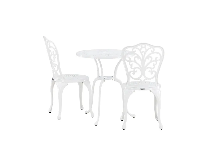 Nandin Spisegruppe + 2 stoler - Hvit - Hagemøbler - Hagegruppe - Cafesett