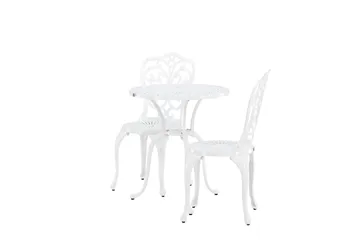 Nandin Spisegruppe + 2 stoler - Hvit - Hagemøbler - Hagegruppe - Cafesett