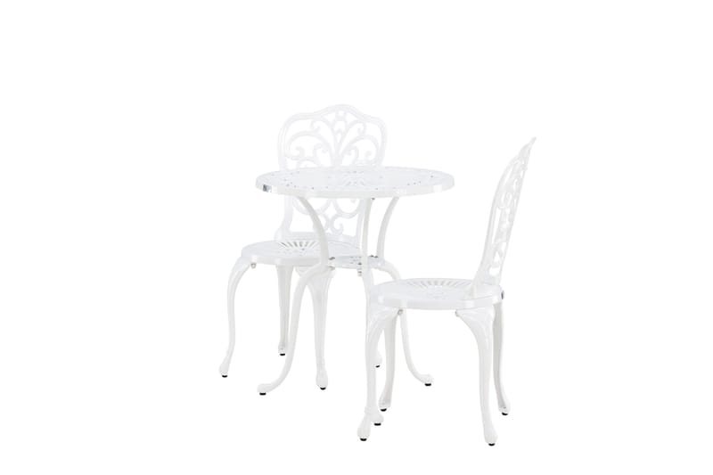 Nandin Spisegruppe + 2 stoler - Hvit - Hagemøbler - Hagegruppe - Cafesett