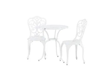 Nandin Spisegruppe + 2 stoler - Hvit - Hagemøbler - Hagegruppe - Cafesett