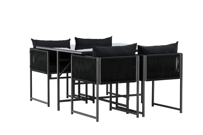 Noto Spisegruppe Utendørs 4-seter - Svart - Hagemøbler - Hagegruppe - Spisegrupper hage