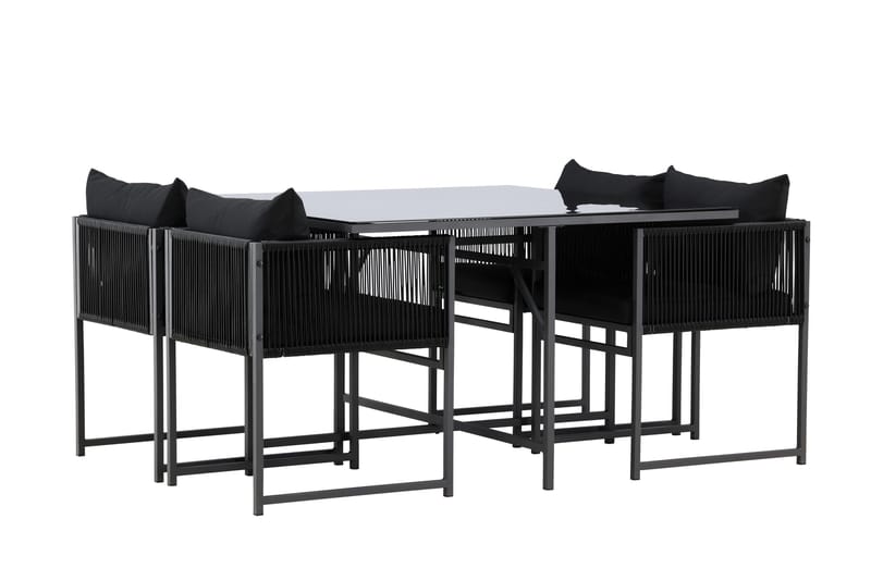 Noto Spisegruppe Utendørs 4-seter - Svart - Hagemøbler - Hagegruppe - Spisegrupper hage