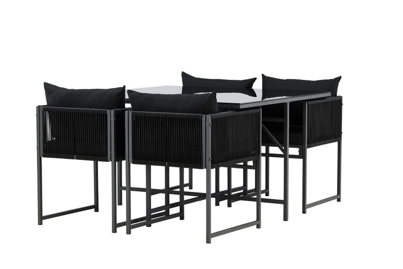 Noto Spisegruppe Utendørs 4-seter - Svart - Hagemøbler - Hagegruppe - Spisegrupper hage