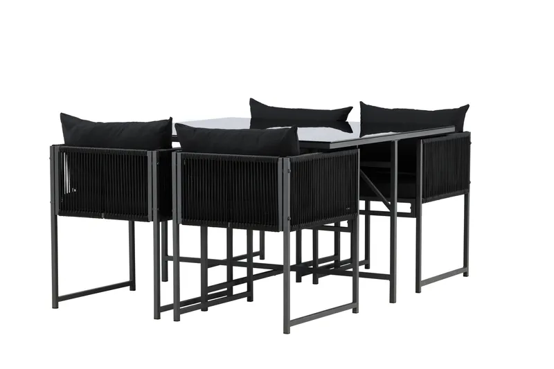 Noto Spisegruppe Utendørs 4-seter - Svart - Hagemøbler - Hagegruppe - Spisegrupper hage
