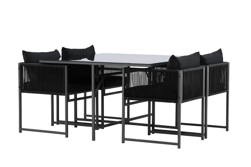 Noto Spisegruppe Utendørs 4-seter - Svart - Hagemøbler - Hagegruppe - Spisegrupper hage