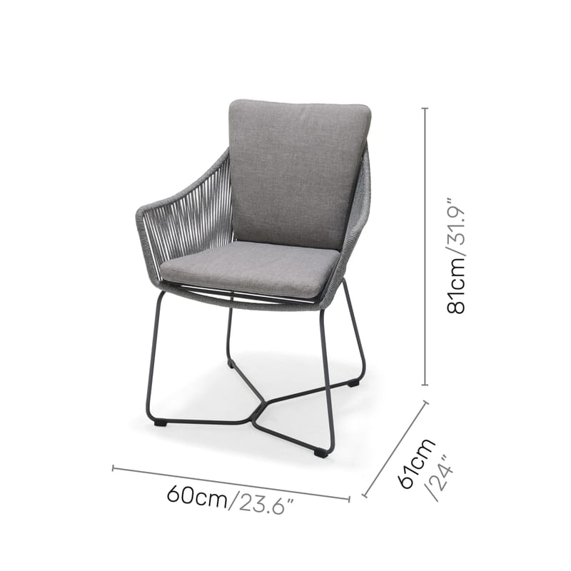 OPAL Spisegruppe 160 & 4 lenestoler - Grå - Hagemøbler - Hagegruppe - Spisegrupper hage