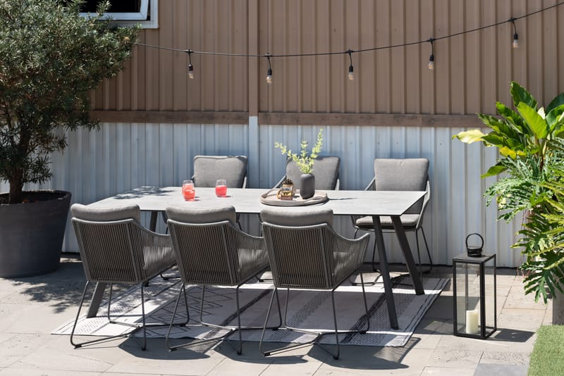 OPAL Spisegruppe 220 & 6 lenestoler - Grå - Hagemøbler - Hagegruppe - Spisegrupper hage