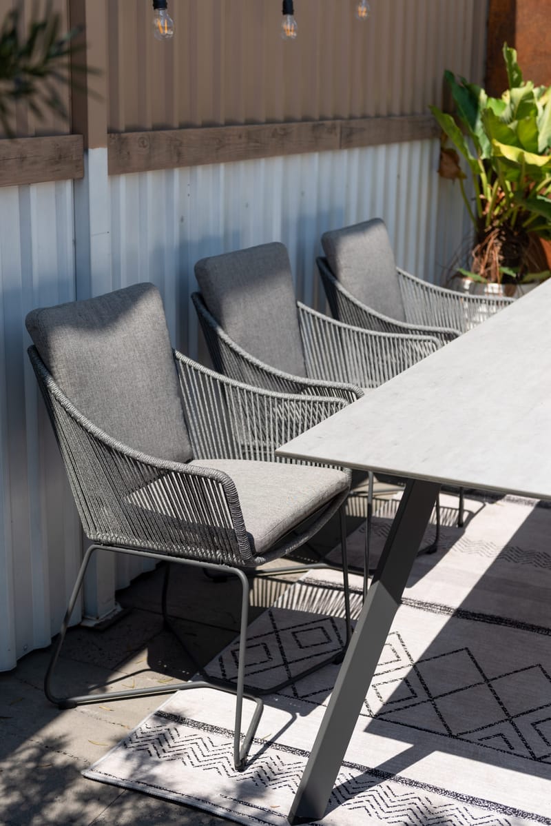 OPAL Spisegruppe 220 & 6 lenestoler - Grå - Hagemøbler - Hagegruppe - Spisegrupper hage