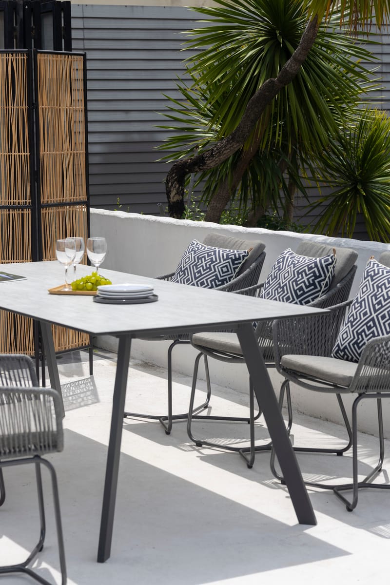 OPAL Spisegruppe 220 & 6 lenestoler - Grå - Hagemøbler - Hagegruppe - Spisegrupper hage