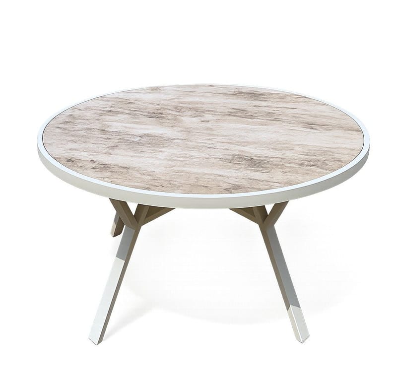 Palermo Rund Spisegruppe 130 med 4 Seville lenestoler - Grå/Beige - Hagemøbler - Hagegruppe - Spisegrupper hage