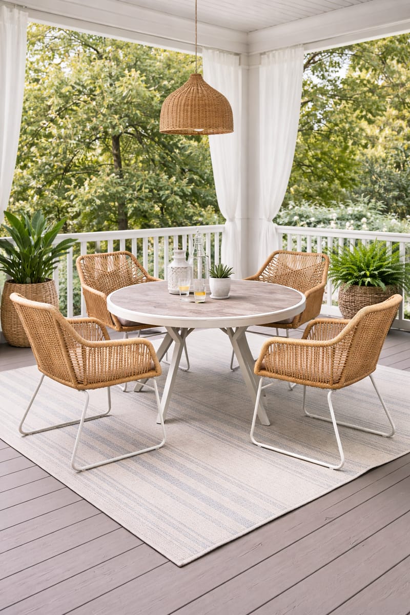 Palermo Rund Spisegruppe 130 med 4 Seville lenestoler - Grå/Beige - Hagemøbler - Hagegruppe - Spisegrupper hage