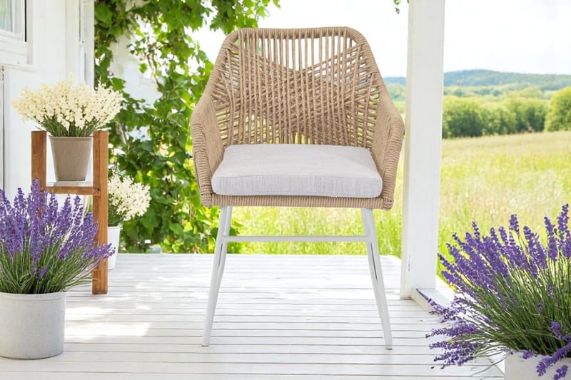 Palermo Rund Spisegruppe 130 med 4 Seville lenestoler - Grå/Beige - Hagemøbler - Hagegruppe - Spisegrupper hage