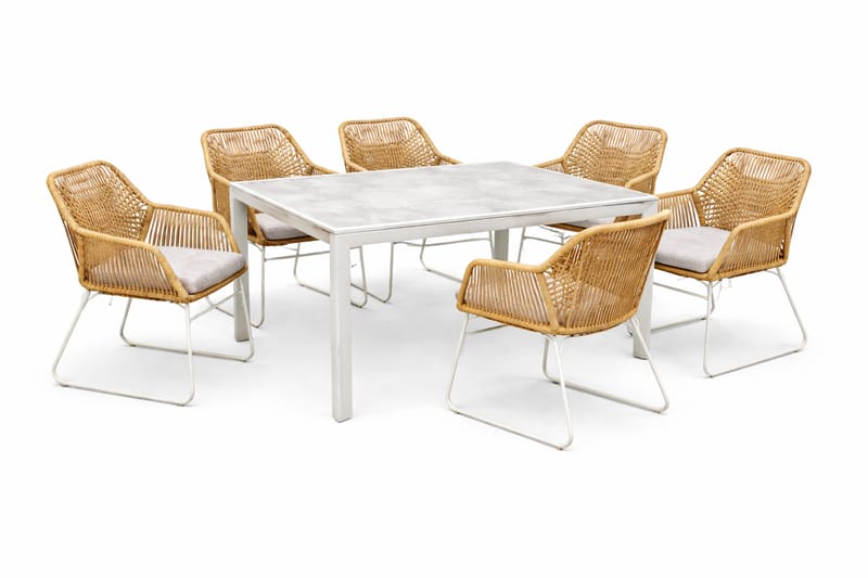 Palermo Spisegruppe Utendørs 200 med 4 Seville lenestoler - Grå/Beige - Hagemøbler - Hagegruppe - Spisegrupper hage