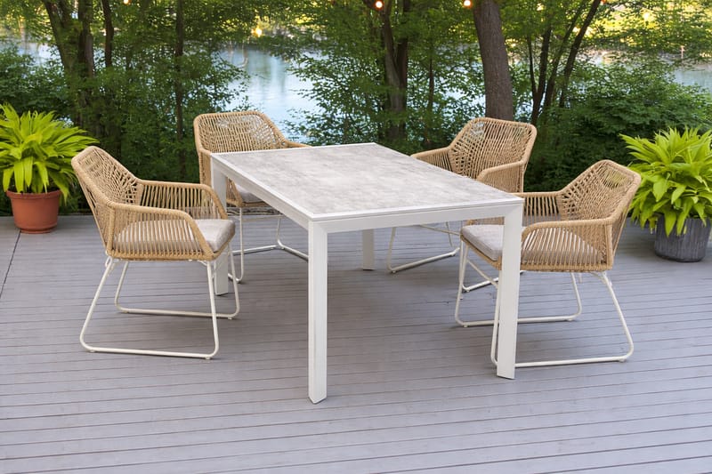 Palermo Spisegruppe Utendørs 200 med 4 Seville lenestoler - Grå/Beige - Hagemøbler - Hagegruppe - Spisegrupper hage