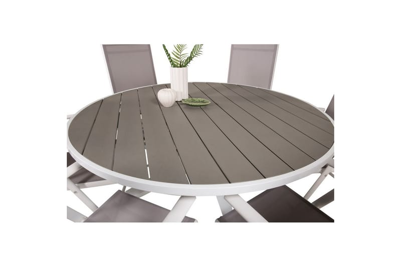 Parma Spisegruppe Rund Ø140cm + 6 Break Posisjonsstoler Hvit - Venture Home - Hagemøbler - Hagegruppe - Spisegrupper hage