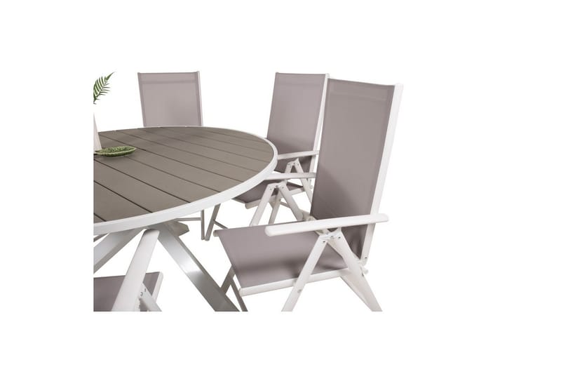 Parma Spisegruppe Rund Ø140cm + 6 Break Posisjonsstoler Hvit - Venture Home - Hagemøbler - Hagegruppe - Spisegrupper hage