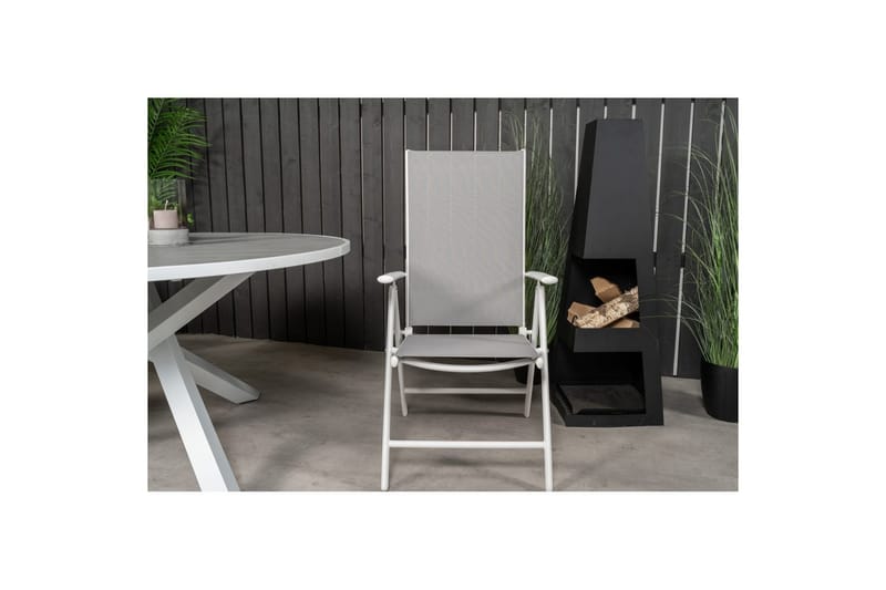 Parma Spisegruppe Rund Ø140cm + 6 Break Posisjonsstoler Hvit - Venture Home - Hagemøbler - Hagegruppe - Spisegrupper hage