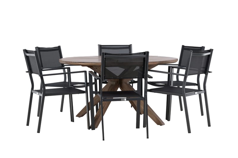 Rosario Spisegruppe 140 cm Rund med 6 Copacabana Stoler - Brun - Hagemøbler - Hagegruppe - Spisegrupper hage