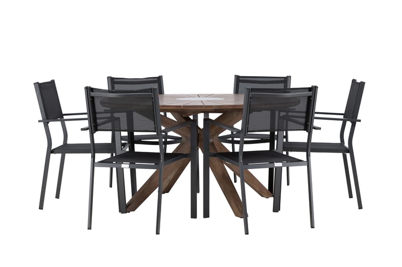 Rosario Spisegruppe 140 cm Rund med 6 Copacabana Stoler - Brun - Hagemøbler - Hagegruppe - Spisegrupper hage