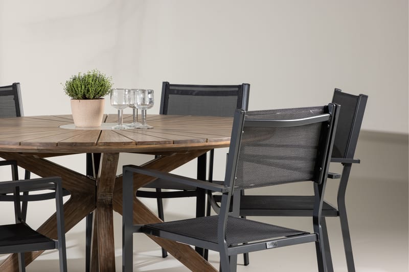 Rosario Spisegruppe 140 cm Rund med 6 Copacabana Stoler - Brun - Hagemøbler - Hagegruppe - Spisegrupper hage