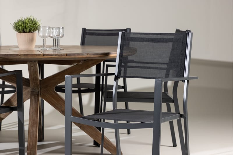Rosario Spisegruppe 140 cm Rund med 6 Copacabana Stoler - Brun - Hagemøbler - Hagegruppe - Spisegrupper hage