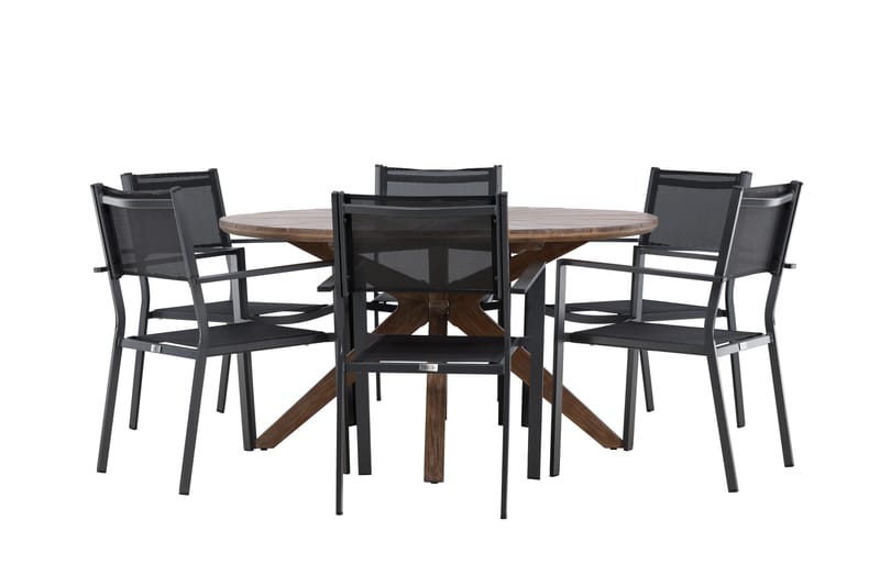 Rosario Spisegruppe 140 cm Rund med 6 Copacabana Stoler - Brun - Hagemøbler - Hagegruppe - Spisegrupper hage
