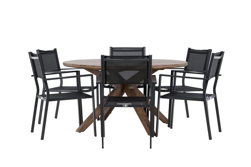 Rosario Spisegruppe 140 cm Rund med 6 Copacabana Stoler - Brun - Hagemøbler - Hagegruppe - Spisegrupper hage