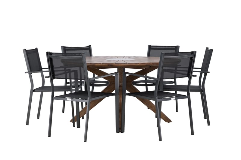 Rosario Spisegruppe 140 cm Rund med 6 Copacabana Stoler - Brun - Hagemøbler - Hagegruppe - Spisegrupper hage