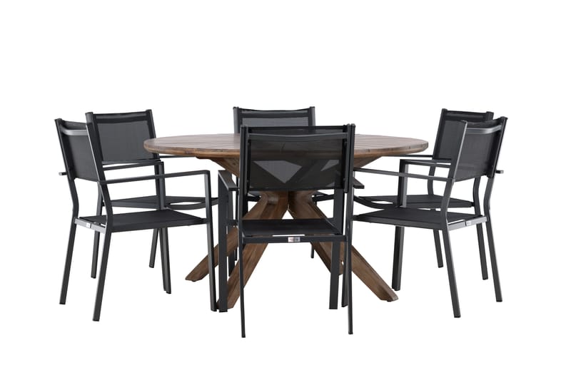 Rosario Spisegruppe 140 cm Rund med 6 Copacabana Stoler - Brun - Hagemøbler - Hagegruppe - Spisegrupper hage
