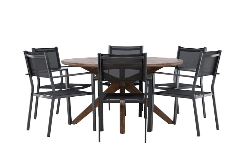 Rosario Spisegruppe 140 cm Rund med 6 Copacabana Stoler - Brun - Hagemøbler - Hagegruppe - Spisegrupper hage