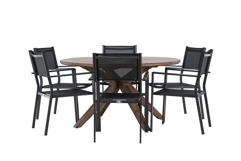 Rosario Spisegruppe 140 cm Rund med 6 Copacabana Stoler - Brun - Hagemøbler - Hagegruppe - Spisegrupper hage