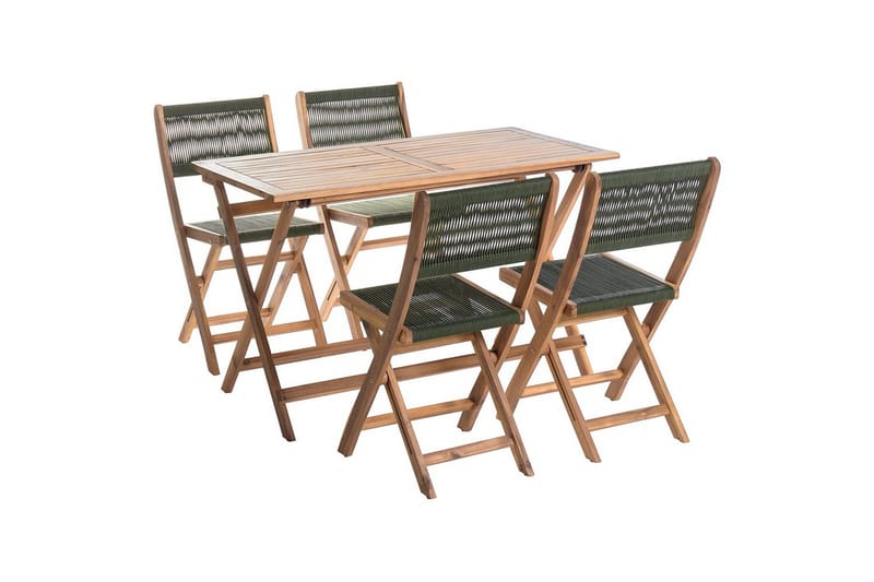 Sammenleggbare utemøbler Prossedi - Grønt, lyst treverk - Hagemøbler - Hagegruppe - Spisegrupper hage