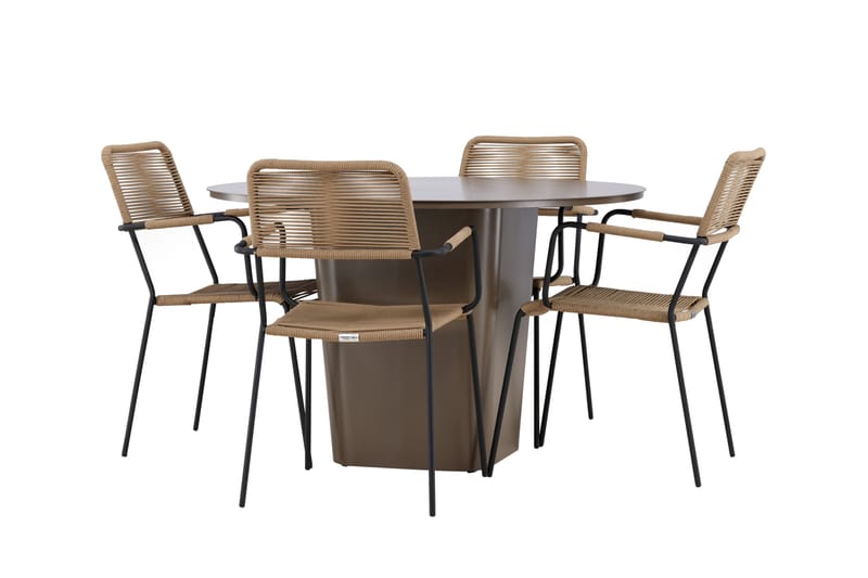 Santa Fe Spisegruppe + 4 stoler - Brun - Hagemøbler - Hagegruppe - Spisegrupper hage