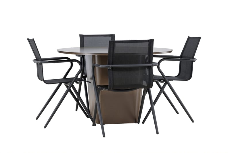 Santa Spisegruppe 120 cm Rund med 4 Alina Stoler - Brun - Hagemøbler - Hagegruppe - Spisegrupper hage