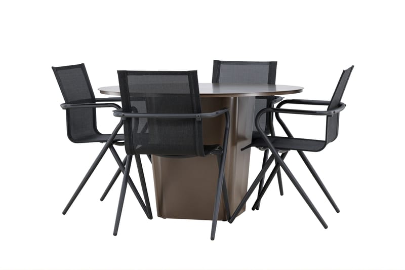 Santa Spisegruppe 120 cm Rund med 4 Alina Stoler - Brun - Hagemøbler - Hagegruppe - Spisegrupper hage