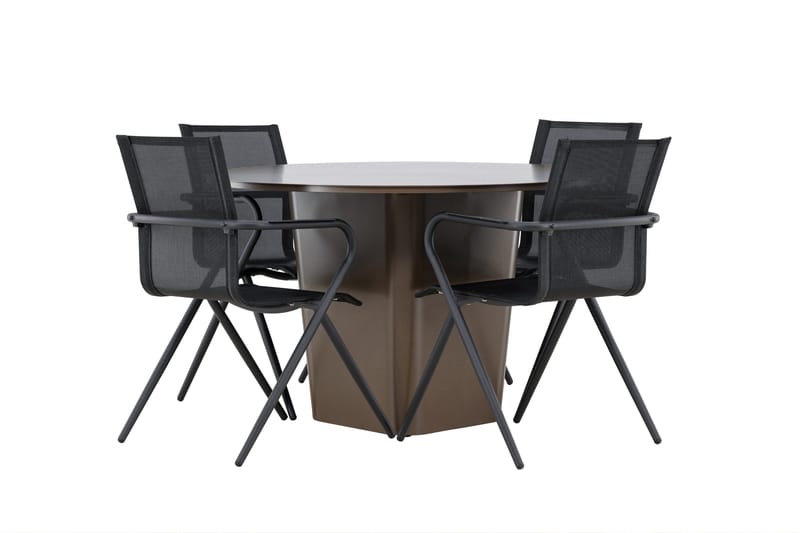 Santa Spisegruppe 120 cm Rund med 4 Alina Stoler - Brun - Hagemøbler - Hagegruppe - Spisegrupper hage