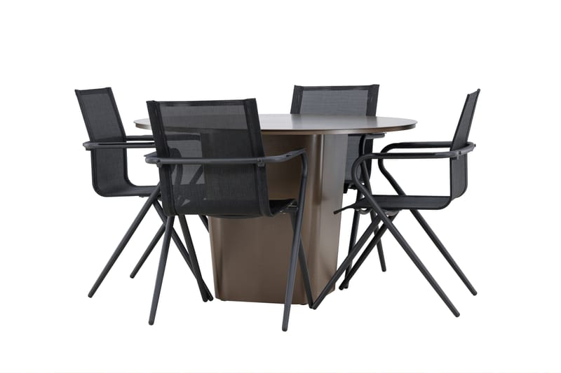 Santa Spisegruppe 120 cm Rund med 4 Alina Stoler - Brun - Hagemøbler - Hagegruppe - Spisegrupper hage