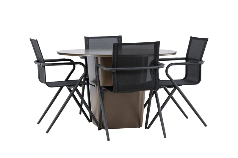 Santa Spisegruppe 120 cm Rund med 4 Alina Stoler - Brun - Hagemøbler - Hagegruppe - Spisegrupper hage