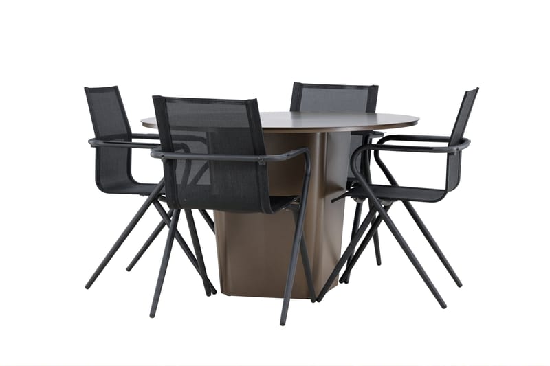 Santa Spisegruppe 120 cm Rund med 4 Alina Stoler - Brun - Hagemøbler - Hagegruppe - Spisegrupper hage